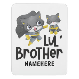Little Brother Superhero Cat Custom Name Door Sign
