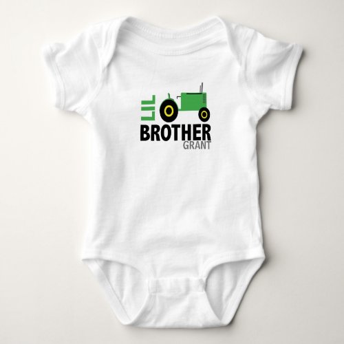 Little brother tractor matching brothers baby bodysuit