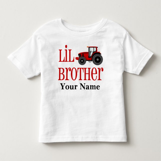 Little Brother Tractor Personalized T-shirt (Front)