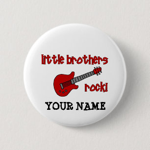 Little Brothers Rock!   with Guitar Pinback Button
