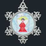 "Little Brown Angel Glitter" snowflake ornament<br><div class="desc">This precious angel on a snowflake is perfect for any holiday tree.</div>