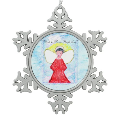 "Little Brown Angel Glitter" snowflake ornament