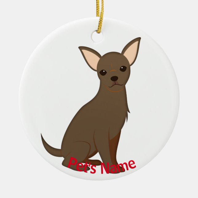 Little Brown Chihuahua Ceramic Ornament (Front)