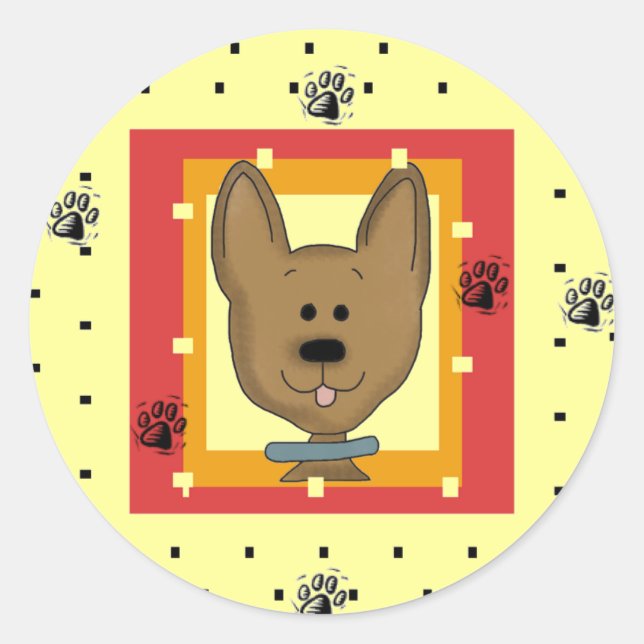 Little Brown Doggie Tshirts and Gifts Classic Round Sticker (Front)