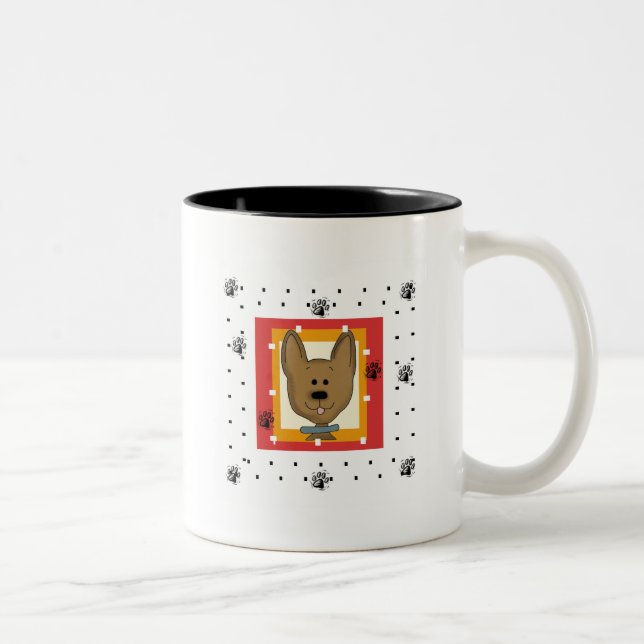 Little Brown Doggie Tshirts and Gifts Two-Tone Coffee Mug (Right)