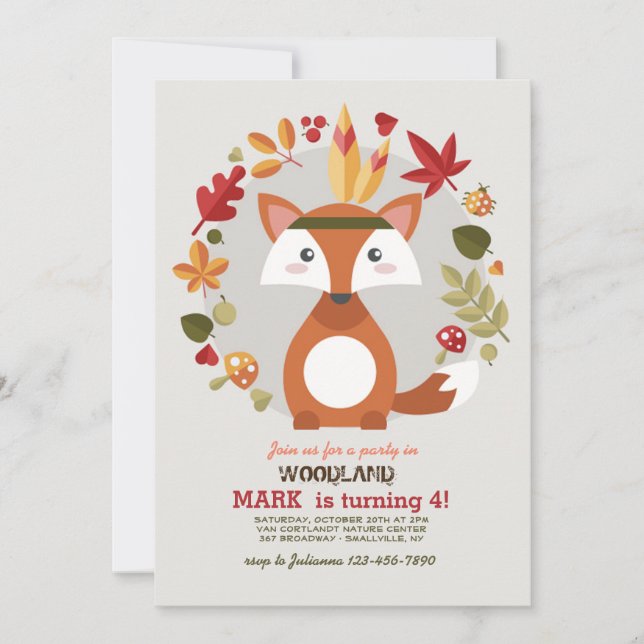 Little Brown Fox Invitation (Front)