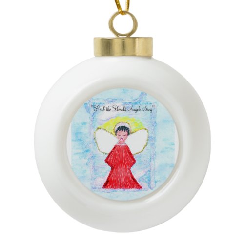"Little Brown Glitter Angel" angel ornament