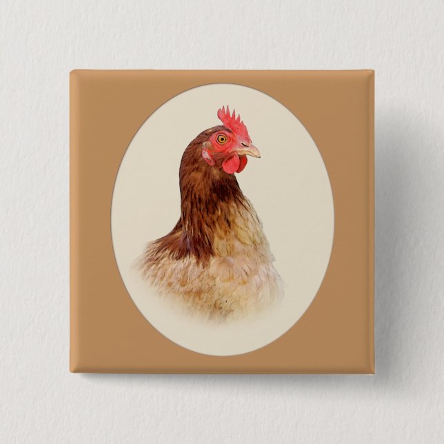 Little Brown Hen Button (Front)