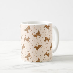 Little Brown Horses - on salmon pink.    Coffee Mug