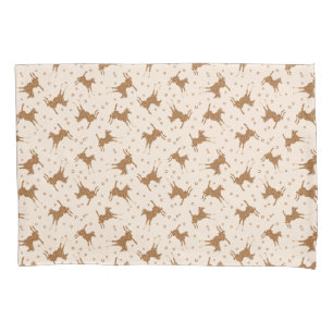 Little Brown Horses - on salmon pink. Pillow Case