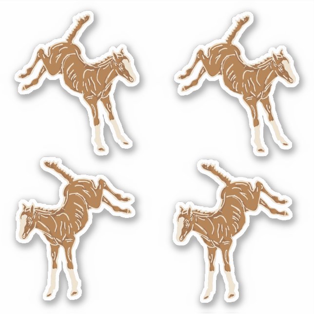 Little Brown Horses - on salmon pink.  Sticker (Front)