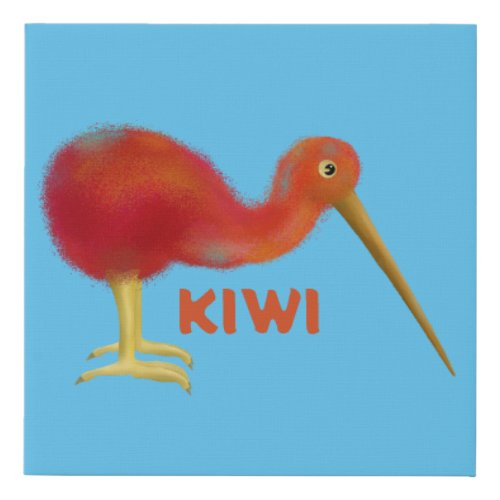 Little brown kiwi faux canvas print