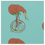 Little Brown Kiwi On A Red Unicycle Fabric