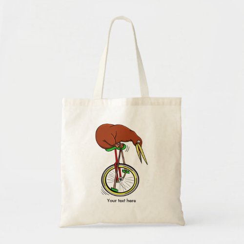 Little Brown Kiwi On A Red Unicycle Tote Bag
