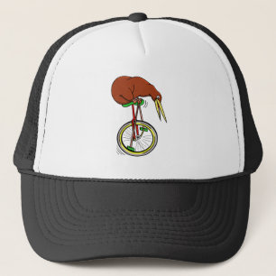 Little Brown Kiwi On A Red Unicycle Trucker Hat