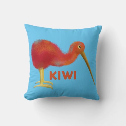 Little brown kiwi throw pillow