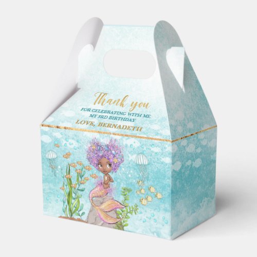 Little Brown Mermaid Girl Under the Sea Birthday Favor Boxes