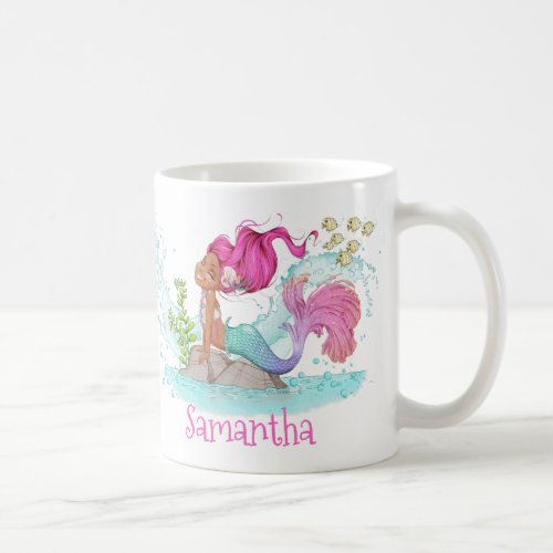 Little Brown Mermaid Watercolor Coffee Mug