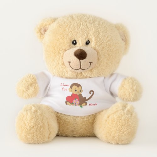 Little Brown Monkey Red Heart Teddy Bear