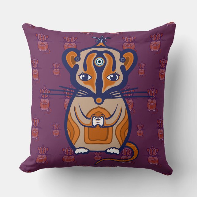 Little Brown Mouse Throw Pillow (Front)