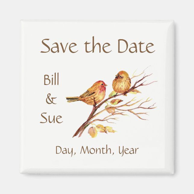 Little Brown Red Birds- Custom Save the Date Magnet (Front)