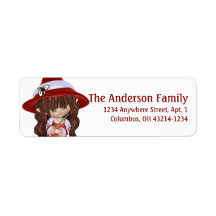 Little Brunette Christmas Witch Label