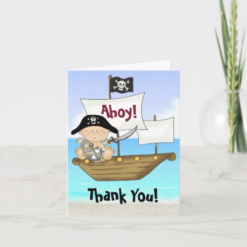 Little Buccaneer Baby Boy Pirate Thank You Cards