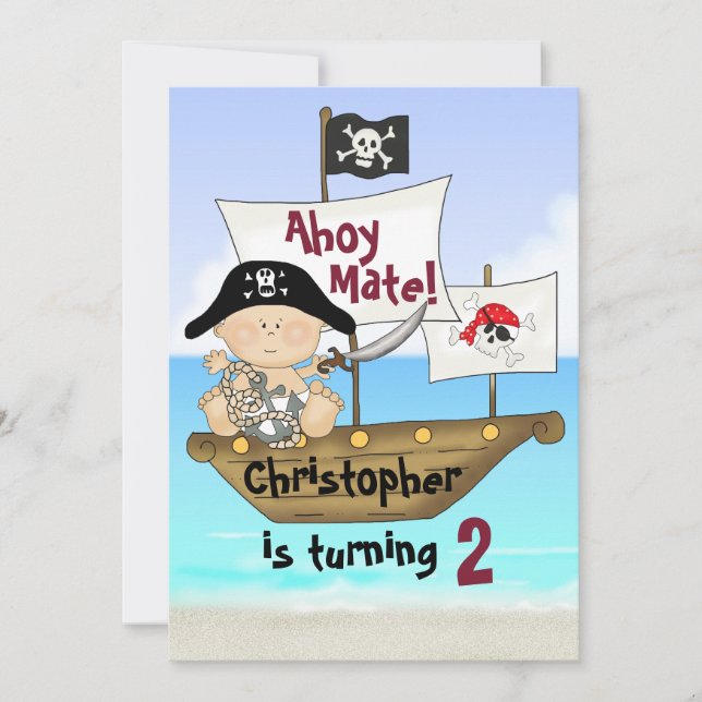Little Buccaneer Birthday Pirate Invitation (Front)