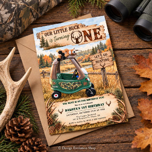 Little Buck First Birthday   Deer Hunting Invitation