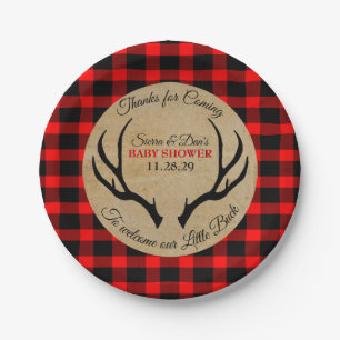 Little Buck Rustic Antlers Baby Shower Paper Plates