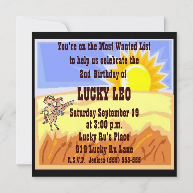 Little Buckaroo Birthday Party Invitation (Front)