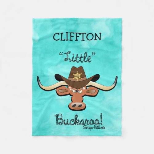 Little Buckaroo Longhorn Steer Fleece Blanket