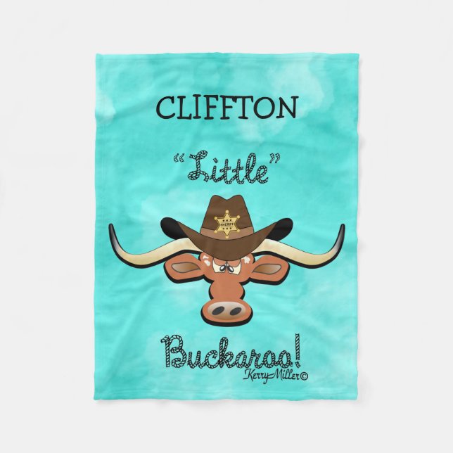 Little Buckaroo, Longhorn Steer Fleece Blanket (Front)