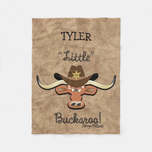 Little Buckaroo Longhorn Steer Fleece Blanket
