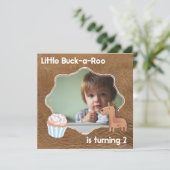 Little Buckaroo Second Birthday Picture Invitation (Standing Front)