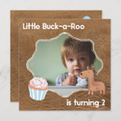Little Buckaroo Second Birthday Picture Invitation (Front/Back)