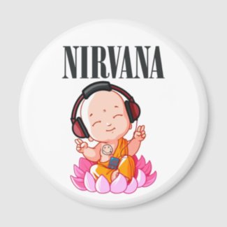 little Buddha listening Nirvana Magnet