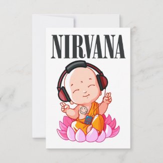 little Buddha listening Nirvana RSVP Card