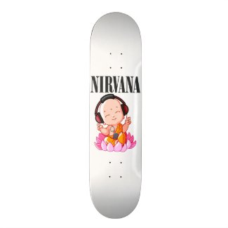 little Buddha listening Nirvana Skateboard