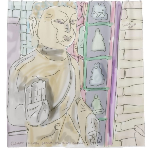 Little Buddha Shower Curtain by R. Leah OShell (Front)