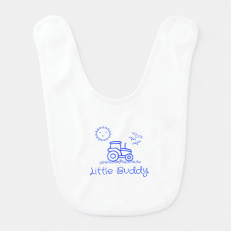 "Little Buddy" with Blue Tractor and Sun Baby Bib