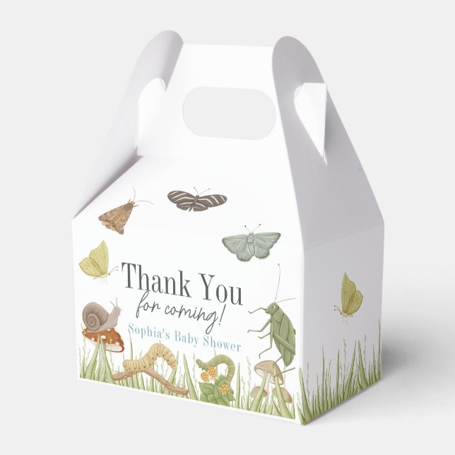 Little Bug Insects Mushroom Boy Baby Shower  Favor Boxes (Front Side)