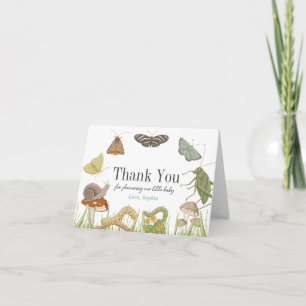 Little Bug Insects Mushroom Boy Baby Shower Letterpress Thank You Card