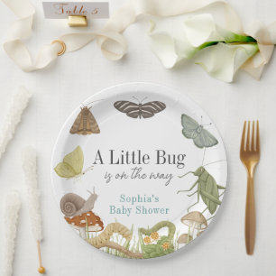 Little Bug Insects Mushroom Boy Baby Shower Paper Plates