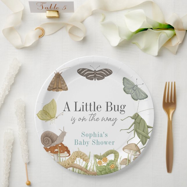 Little Bug Insects Mushroom Boy Baby Shower Paper Plates (Wedding)