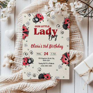 little bug Lady bug birthday Invitation
