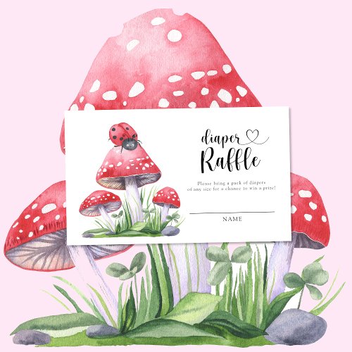 Little bug on the mushrooms _ diaper raffle enclosure card