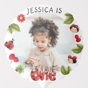 Little Bug Pink Ladybug 1st Birthday Photo Balloon