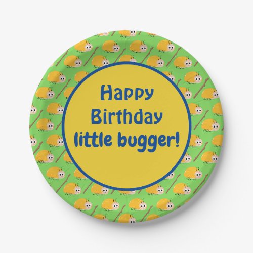 Little Bugger birthday 7 round paper plates