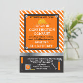 Little Builder Construction & Tools Birthday Party Invitation (Standing Front)